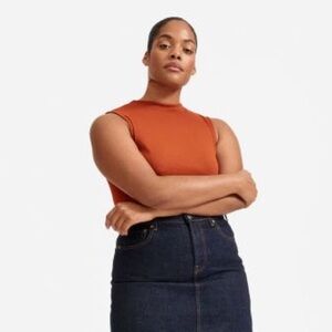 Everlane Pima Micro Rib Funnel Neck Tank XS Terracotta